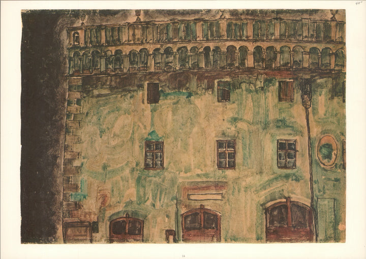 Krumau Town-Hall, 1910 by Egon Schiele - 14 X 20 Inches (Lithograph)