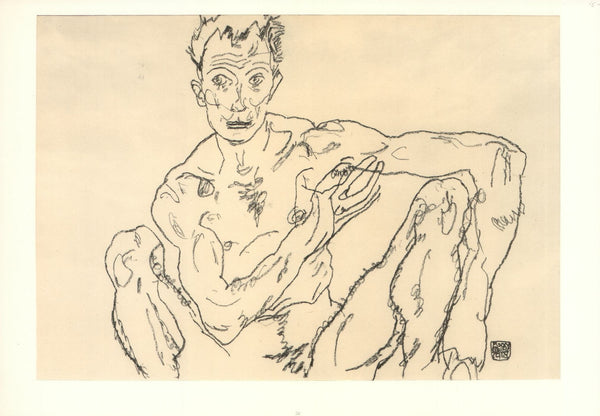 Nude Self Portrait, 1918 by Egon Schiele - 14 X 20 Inches (Art Print)