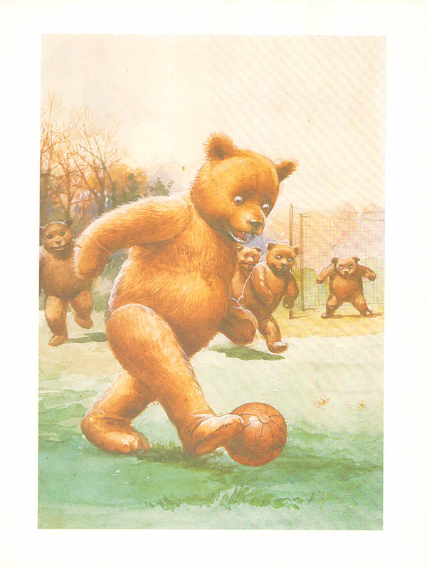 Teddy at Football by Pillard - 11 X 14 Inches (Lithograph)