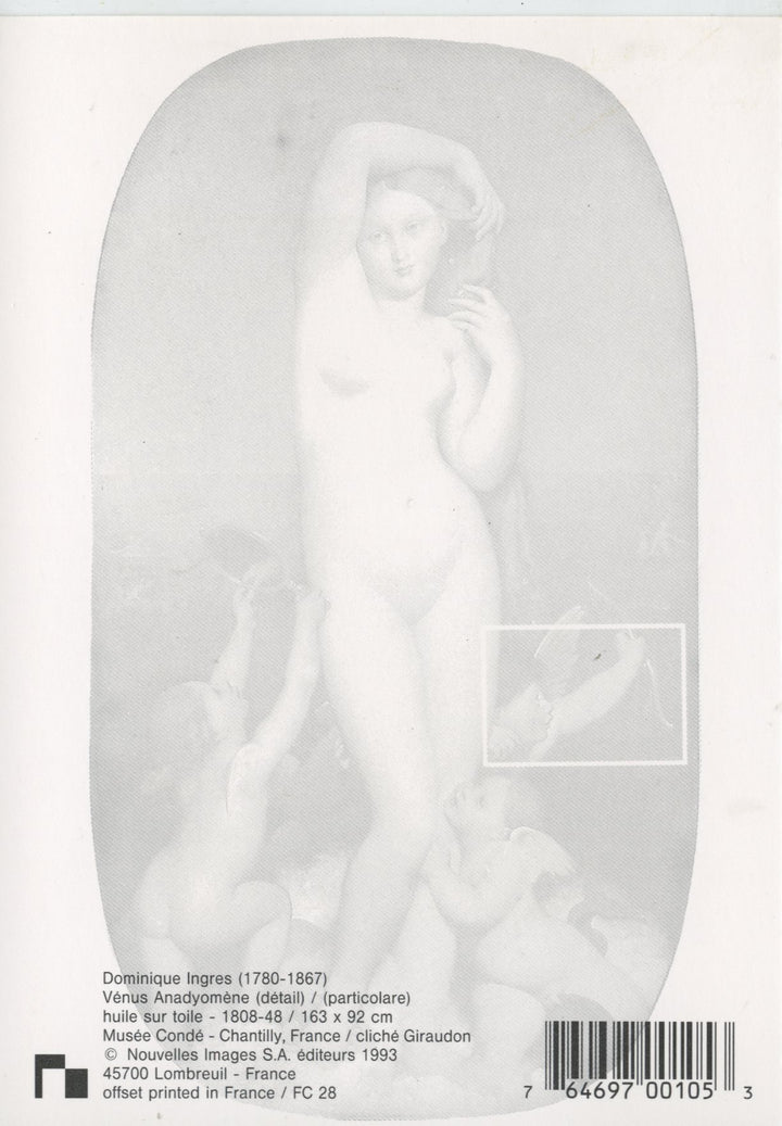 Vénus Anadyomène by Dominique Ingres - 4 X 6 Inches (10 Postcards)