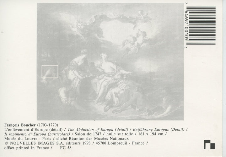 L'enlèvement d'Europe by François Boucher - 4 X 6 Inches (10 Postcards)