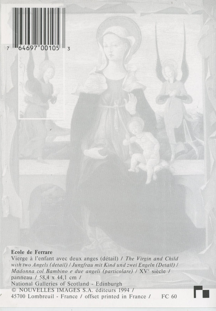 Vierge à l'Enfant avec Deux Anges - 4 X 6 Inches (10 Postcards)