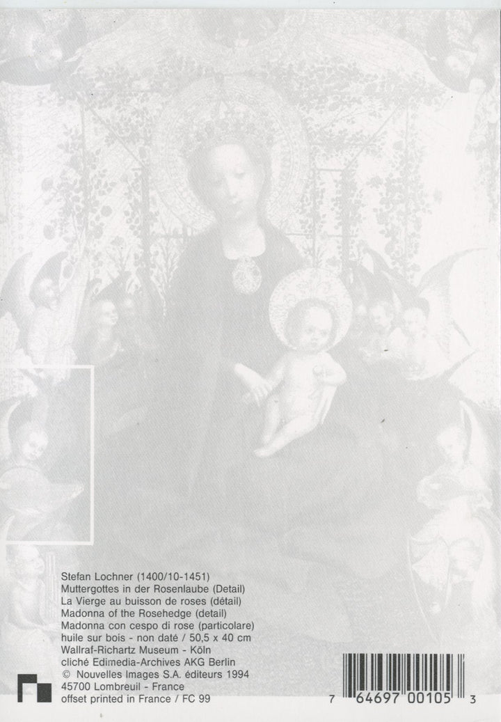 La Vierge au Buisson de Roses by Stefan Lochner - 4 X 6 Inches (10 Postcards)
