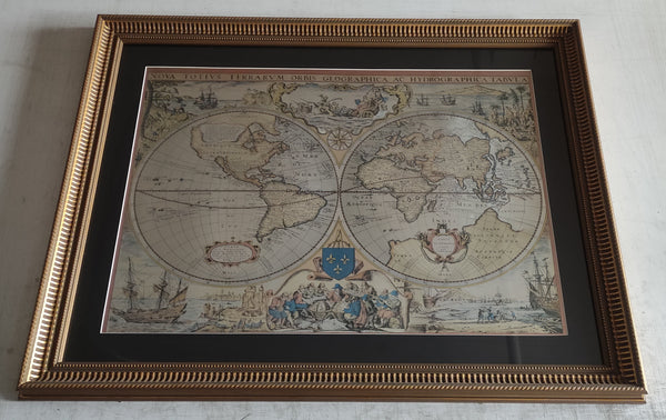 Silver Antique Map, 1636 by Henri Le Roy - 27 X 35 Inches (Framed Art Print)