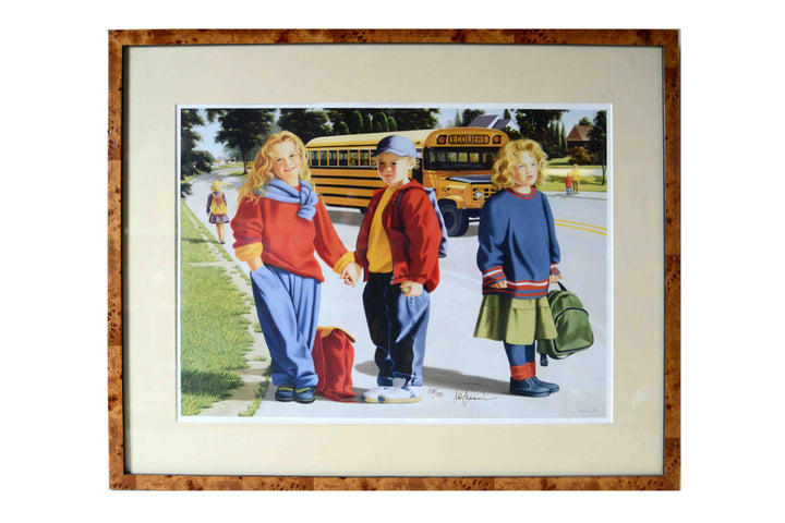 Ecoliers, 1996 by B. Beaulieu - 23 X 30 Inches (Framed Lithograph with Matte Numbered & Signed) 518/750