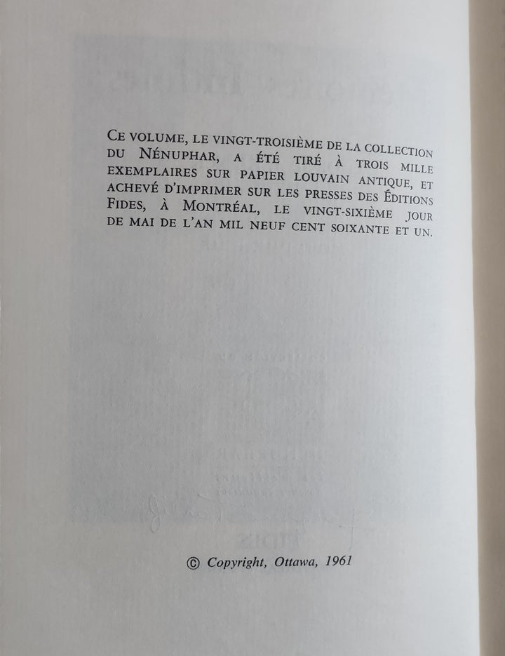 Mémoires Intimes by Louis Fréchette (Vintage Softcover Book 1961)