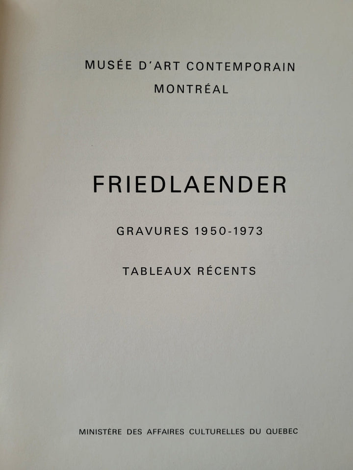 Friedlaender : gravures 1950-1973 (Vintage Softcover Book 1973)