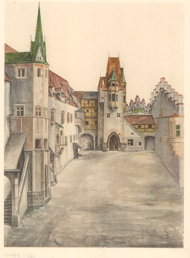 Courtyard of the Former Castle in Innsbruck, 1494 by Albrecht Durer - 12 X 16 Inches (Offset Lithograph Fine Art Print)