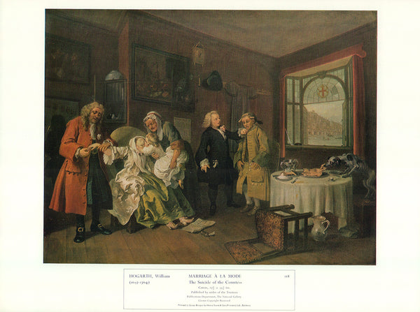 The Suicide of the Countess by William Hogarth - 13 X 17 Inches (Offset Lithograph)