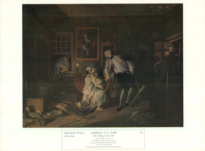 The Killing of the Earl by William Hogarth - 13 X 17 Inches (Offset Lithograph)
