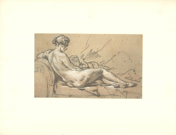 Reclining Nude with Child by Francois Boucher - 14 X 18 Inches (Offset Lithograph with Matte Fine Art Print)