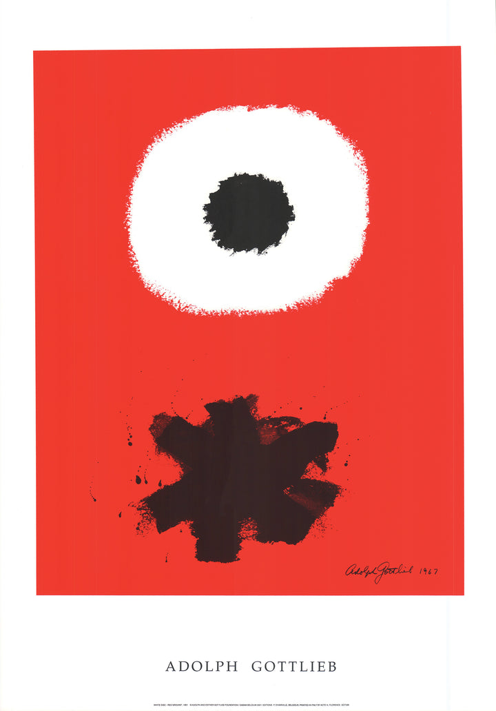White Disc - Red Ground, 1967 by Adolph Gottlieb - 28 X 40" (Silkscreen / Sérigraphie)