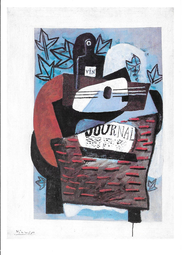 Guitare, journal et une bouteille sur une Table, 1921 by Pablo Picasso - 4 X 6 Inches (10 Postcards)