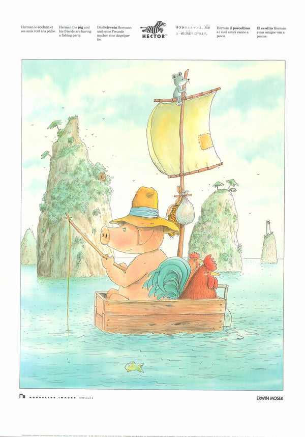 Herman the Pig and his Friend by Erwin Moser - 20 X 28 Inches (Art Print)