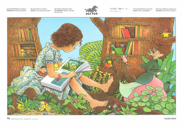 The Forest Library is Full of Stories by Claude Ponti - 20 X 28 Inches (Art Print)