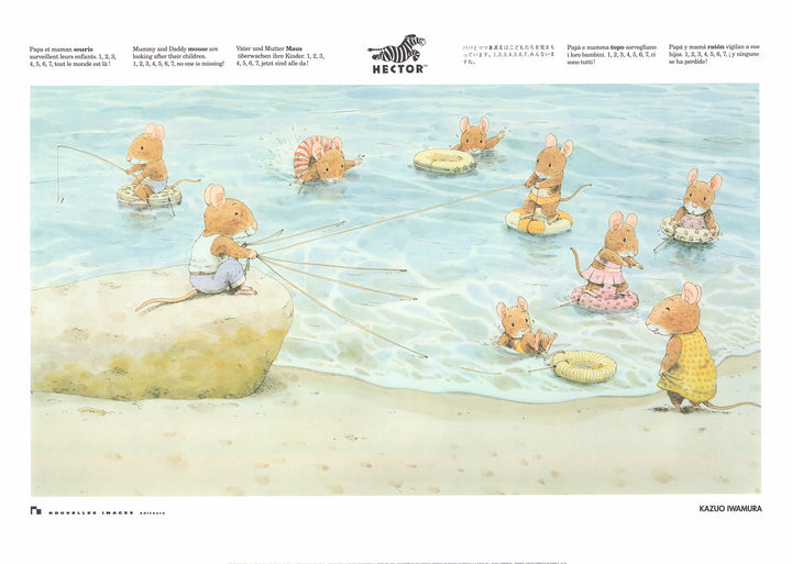 Mummy and Dad Mouse are Looking After their Children by Kazuo Iwamura - 20 X 28 Inches (Art Print)