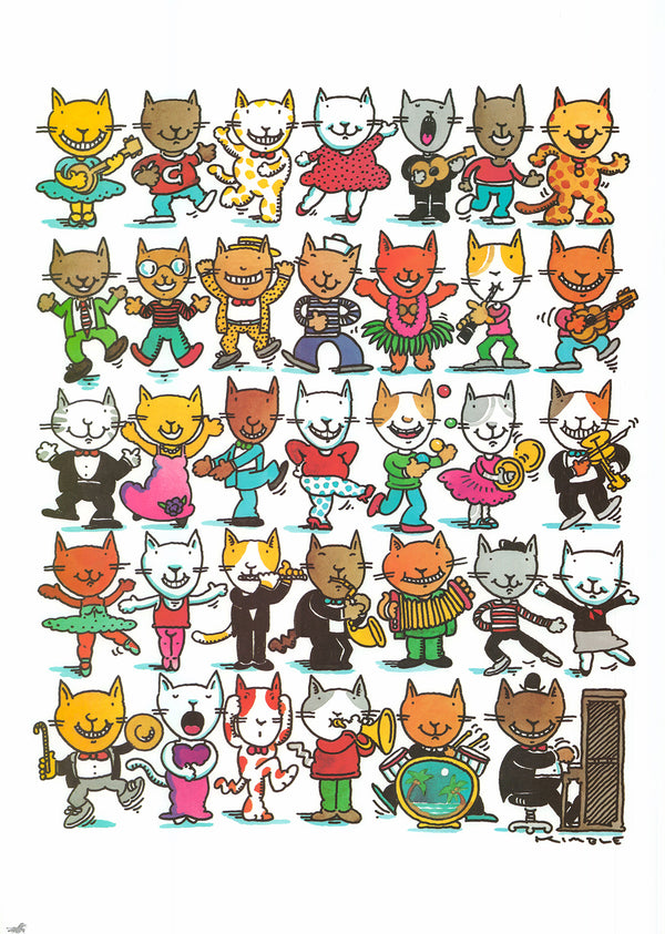 Dancing Cats by Kimble P. Mead - 20 X 28 Inches (Art Print)
