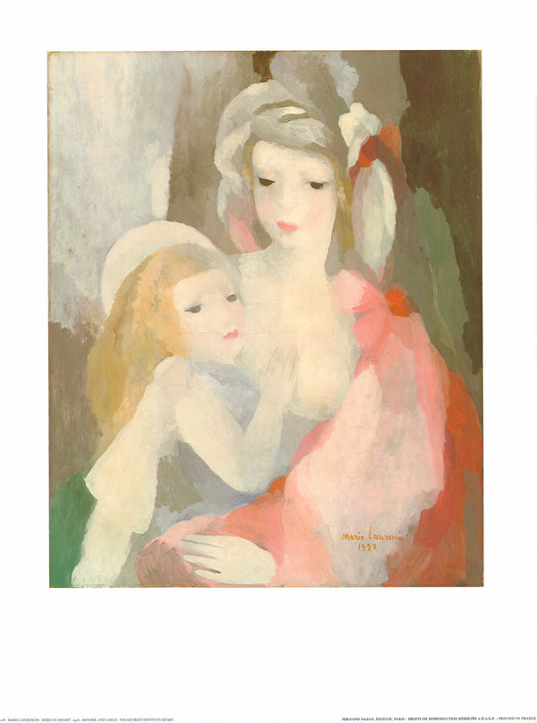 Mother And Child by Marie Laurencin - 24 X 32 Inches (Art Print)