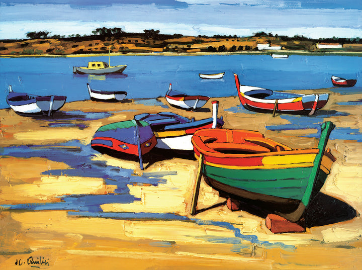 Green Boat, Algarve by Jean-Claude Quilici - 24 X 32 Inches (Art Print)