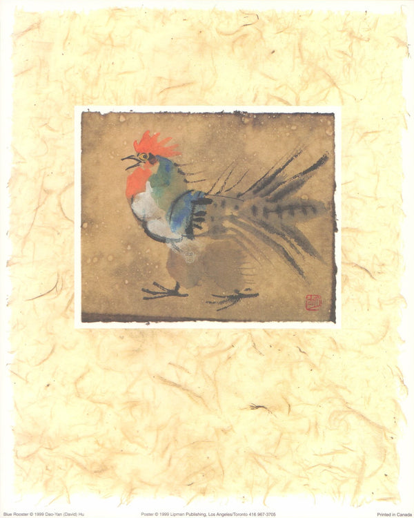 Blue Rooster, 1999 by David Hu - 8 X 10 Inches (Art Print)