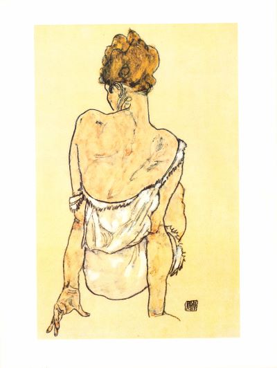 Femme Assise de Dos, 1917 by Egon Schiele - 24 X 32 Inches (Art Print)