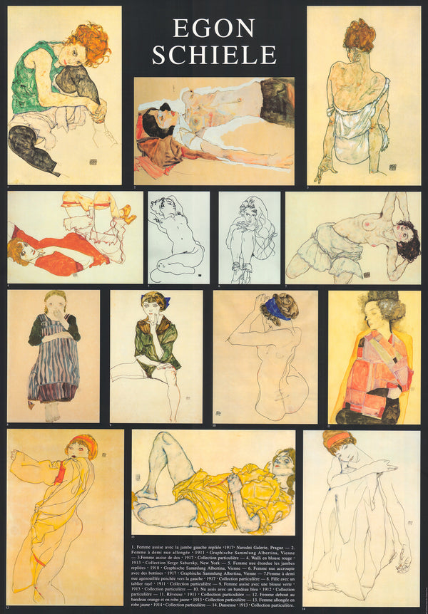 Composite Poster - Portraits of Women by Egon Schiele - 28 X 40 Inches (Offset Lithograph Modernism)