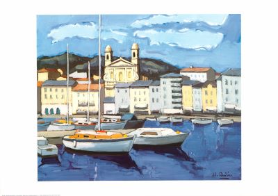 Bastia Harbour by Jean Claude Quilici - 20 X 28 Inches (Art Print)