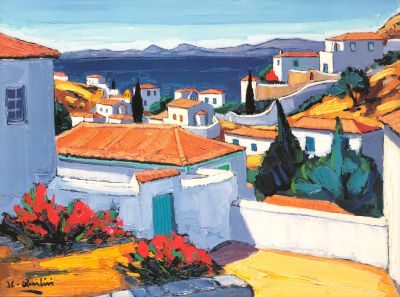 View Over Kaminia by Jean Claude Quilici - 24 X 32 Inches (Art Print)