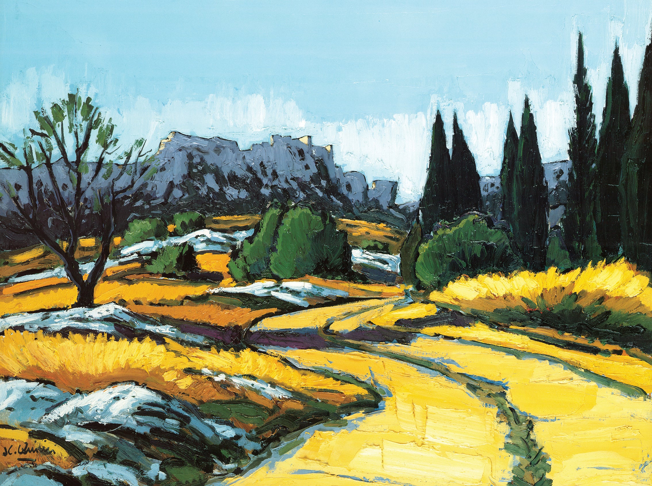 Approach Of The Baux De Provence By Jean Claude Quilici 24X32 Art approach-of-the-baux-de-provence-by-jean-claude-quilici-24x32-art