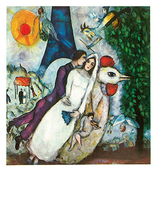 The Fiances of the Eiffel Tower by Marc Chagall - 4 X 6 Inches (10 Postcards)