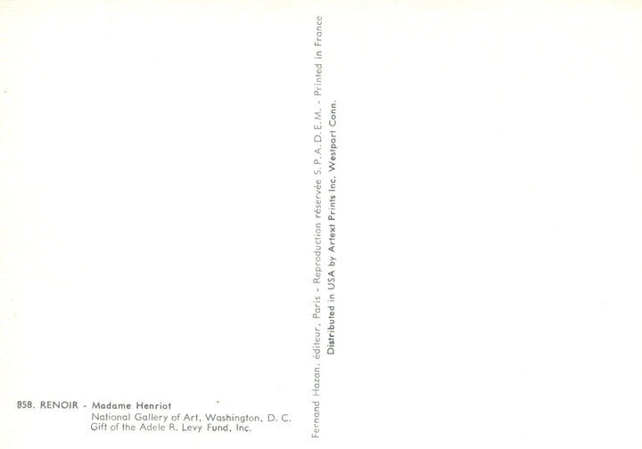 Madame Henriot by Pierre Auguste Renoir - 4 X 6 Inches (10 Postcards)