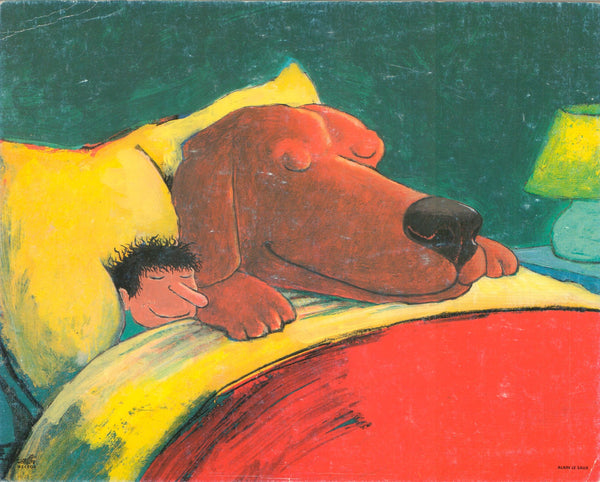 Daddy Does Not Like Me Sleeping With My Dog in My Bed by Alain Le Saux - 10 X 12 Inches (Art Print)