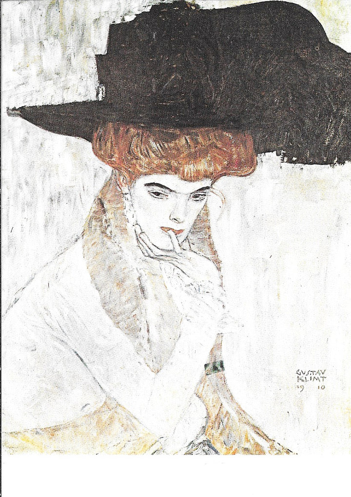 Hat with Black Feathers by Gustav Klimt - 4 X 6 Inches (10 Postcards)