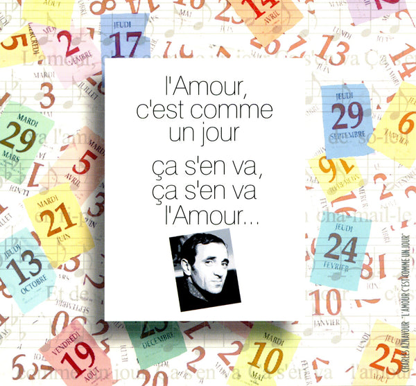 L'Amour, c'est Comme un Jour - 6 X 6 Inches (10 Postcards)