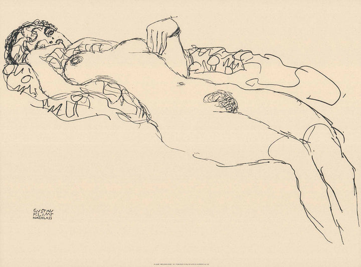Reclining Nude, 1917 by Gustav Klimt - 24 X 32 Inches (Silkscreen/Sérigraphie)