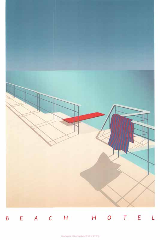 Beach Hotel by Quentin King - 16 X 24 Inches (Lithograph)