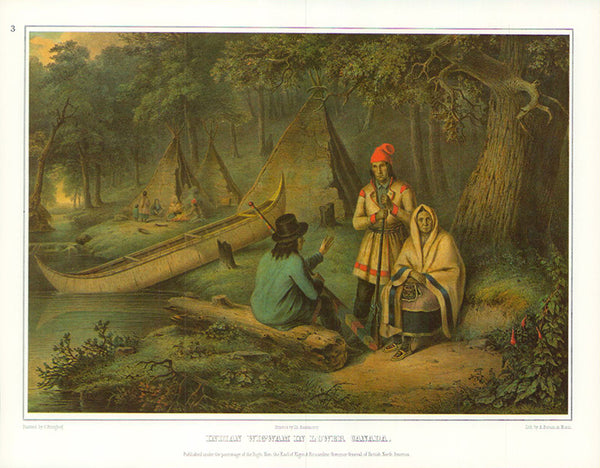 Indian Wigwam in Lower Canada by C. Krieghoff - 9 X 11 Inches (Art Print)