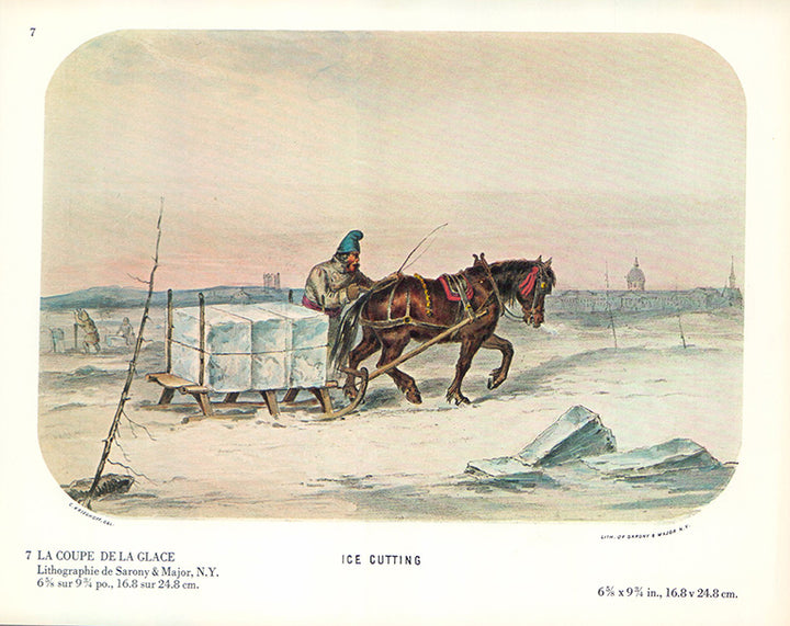 Ice Cutting by C. Krieghoff - 9 X 11 Inches (Art Print)