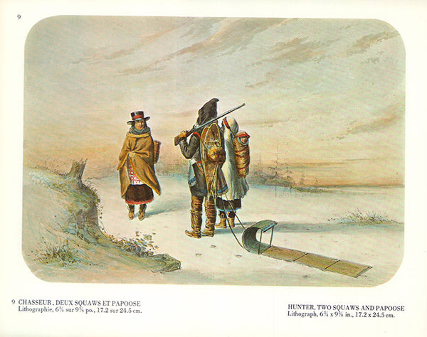 Hunter, Two Squaws and Papoose by C. Krieghoff - 9 X 11 Inches (Art Print)