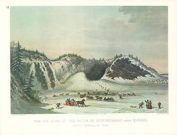 The Ice Cone at the Falls of Montmorency Near Quebec by C. Krieghoff - 9 X 11 Inches (Art Print)