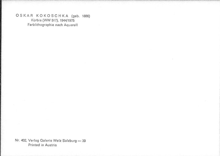Kürbis by Oskar Kokoschka - 4 X 6 Inches (10 Postcards)