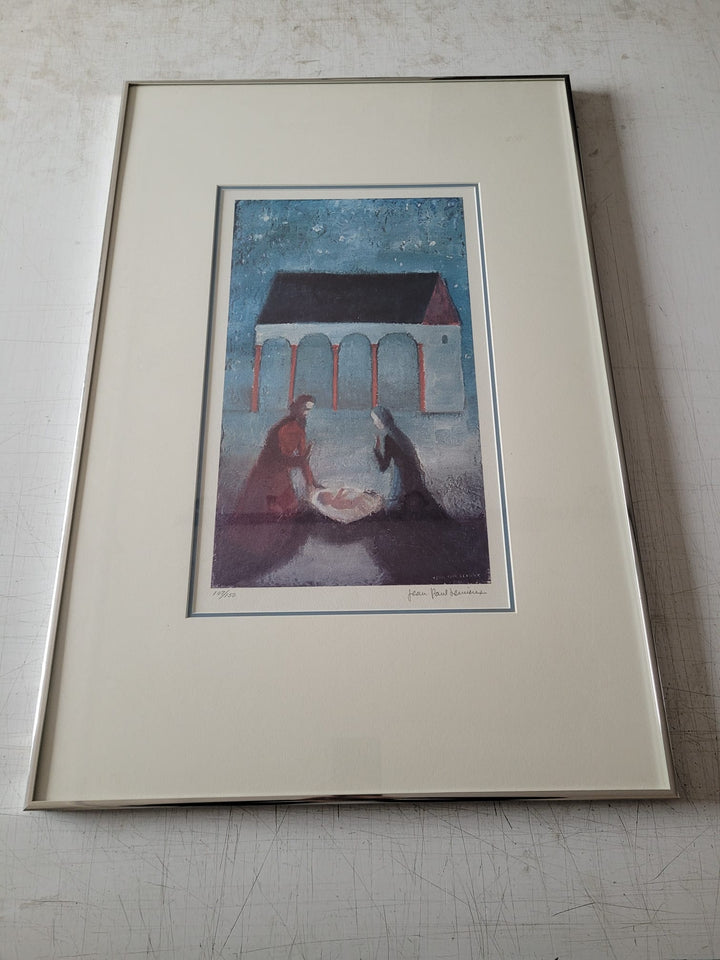 Nativity by Jean-Paul Lemieux - 20 X 30 Inches (Metal Framed Lithograph Numbered & Signed) 107/150