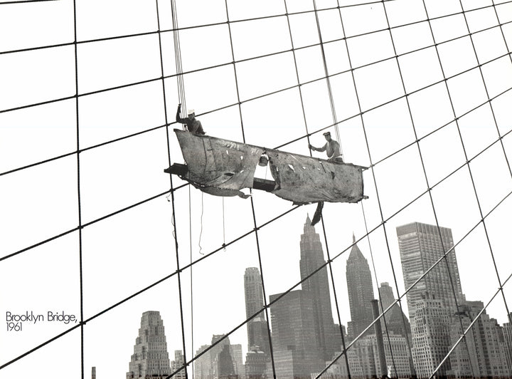 Working at the Brooklyn Bridge, 1961 by The Bettmann Archive - 38 X 50 Inches (Offset Lithograph)