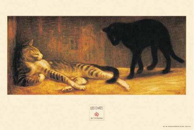 Male and Female Cat, 1903 by Théophile-Alexandre Steinlen - 33 X 54 Inches (Art Print)