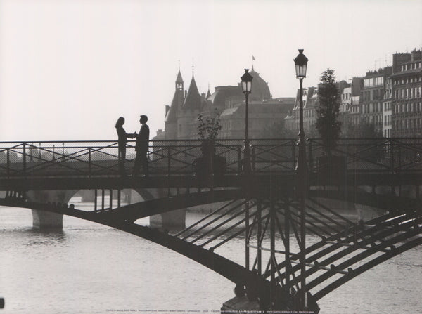 Couple on Bridge, Paris, France by Neil Emmerson - 12 X 16 Inches (Art Print)