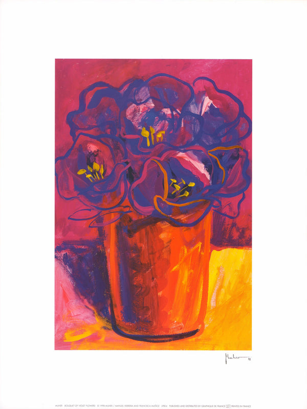 Bouquet of Violet Flowers by Muher - 12 X 16 Inches (Art Print)