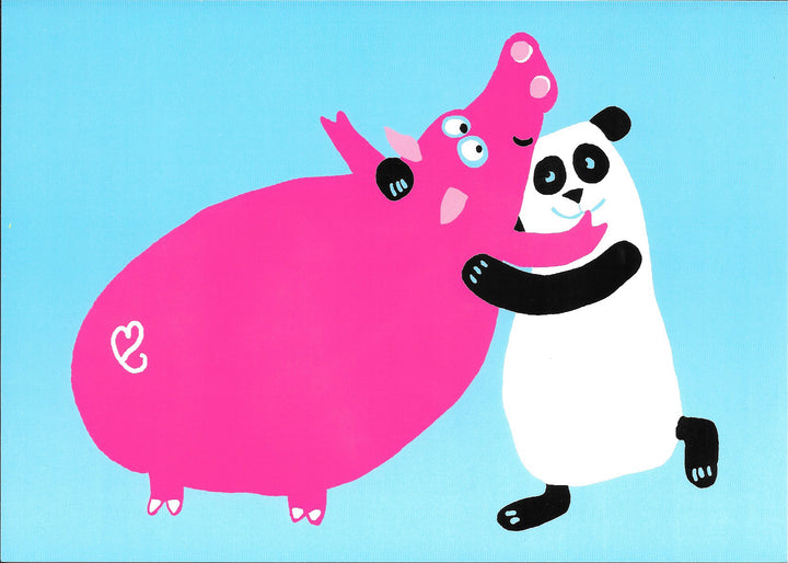 L'Amour d'un Cochon et d'un Panda by Andrée Prigent - 8 X 6 Inches (10 Postcards)