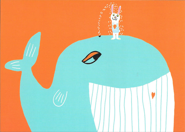 L'Amour d'une Baleine et d'un Lapin by Andrée Prigent - 8 X 6 Inches (10 Postcards)