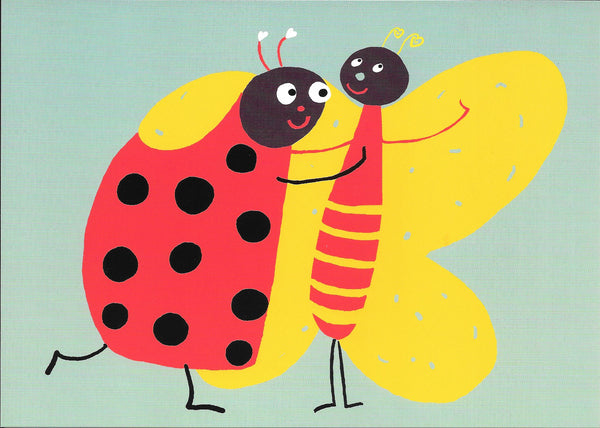 L'Amour d'une Coccinelle et d'un Papillon by Andrée Prigent - 8 X 6 Inches (10 Postcards)