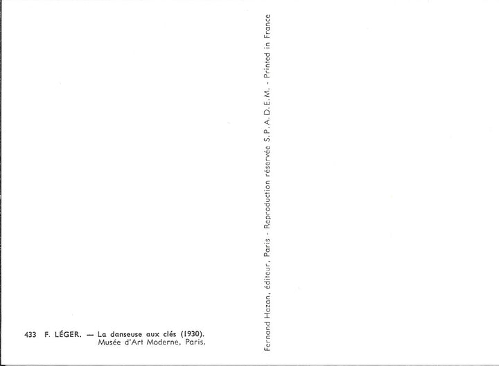 La Danseuse aux Clés by Fernand Léger - 4 X 6 Inches (10 Postcards)